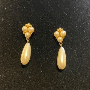 Elegant Gold and Faux Pearl Drop Earrings